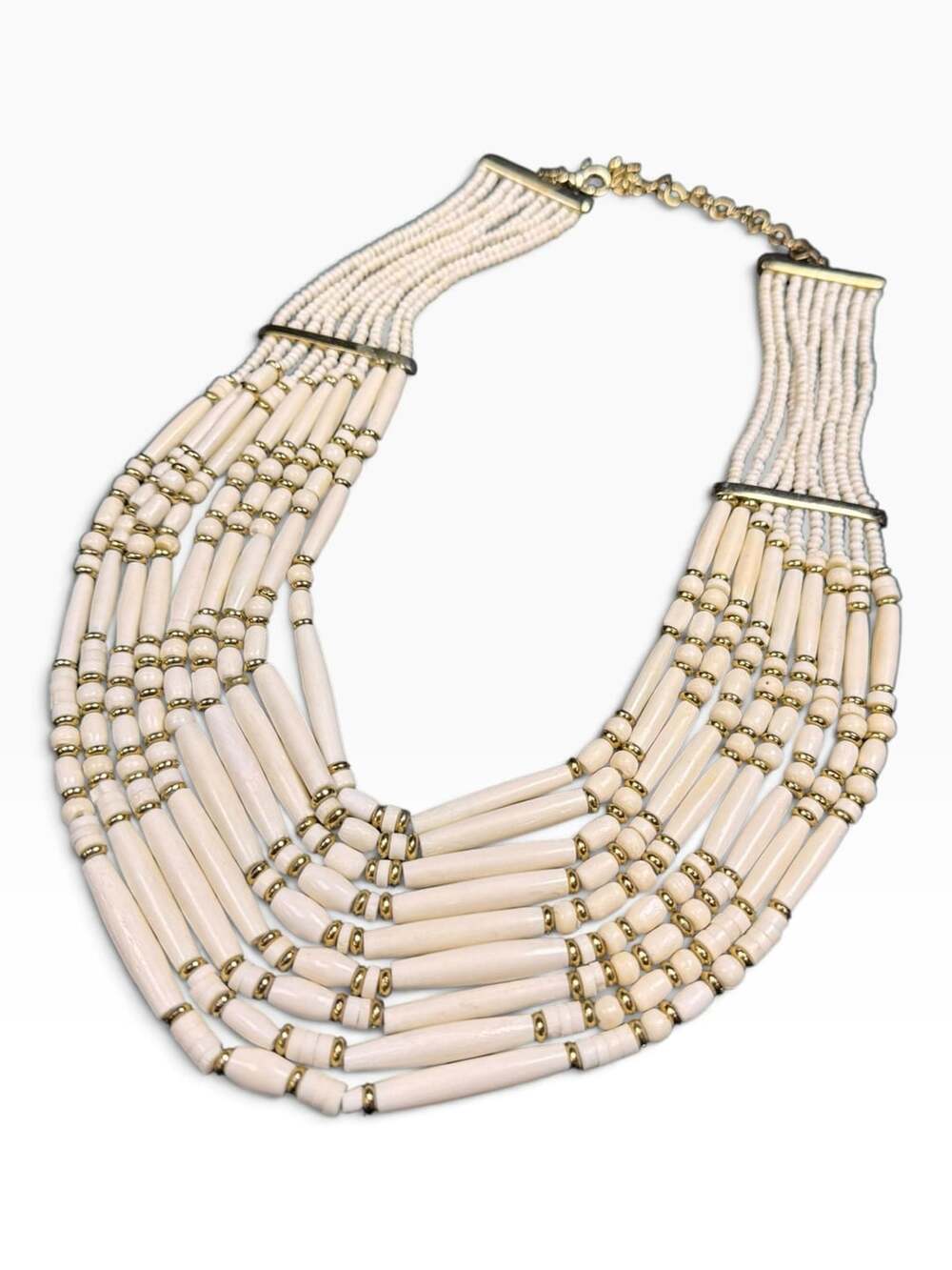 Multi-Strand Bone Bead Necklace
